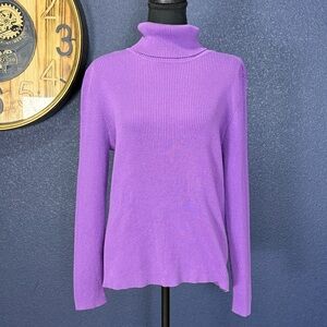 Appleseed's 100% Cotton Purple Turtleneck Sweater | Large